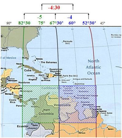 Fuseau horaire au Venezuela