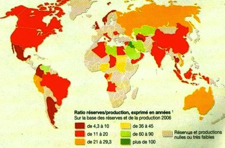 Ratio réserves/production de pétrole