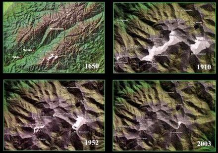 Fonte des glaciers dans la Sierra Nevada de Mérida