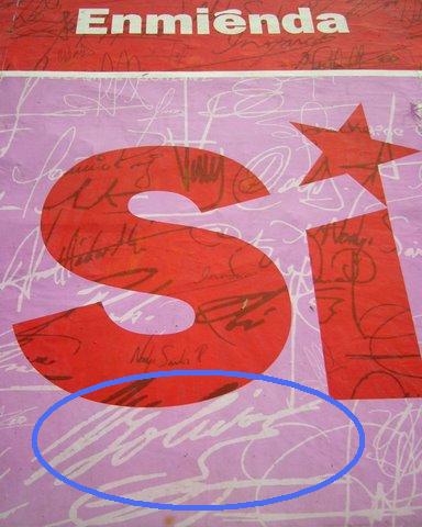 La signature de Simón Bolivar sur les affiches du Si