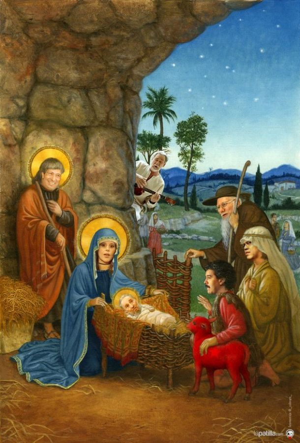 Hugo Chávez et Fidel Castro dans la crèche