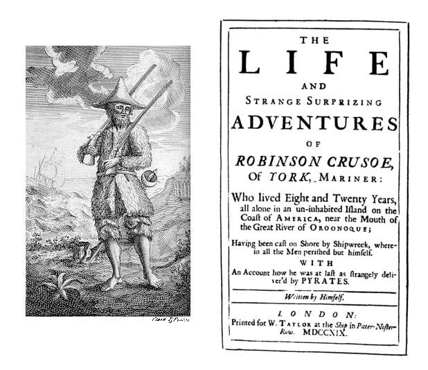 Robinson Crusoe, 1719, 1st edition