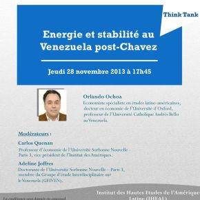 Conférence &laquo;&nbsp;Énergie et stabilité au Venezuela post-Chávez&nbsp;&raquo; à&nbsp;Paris
